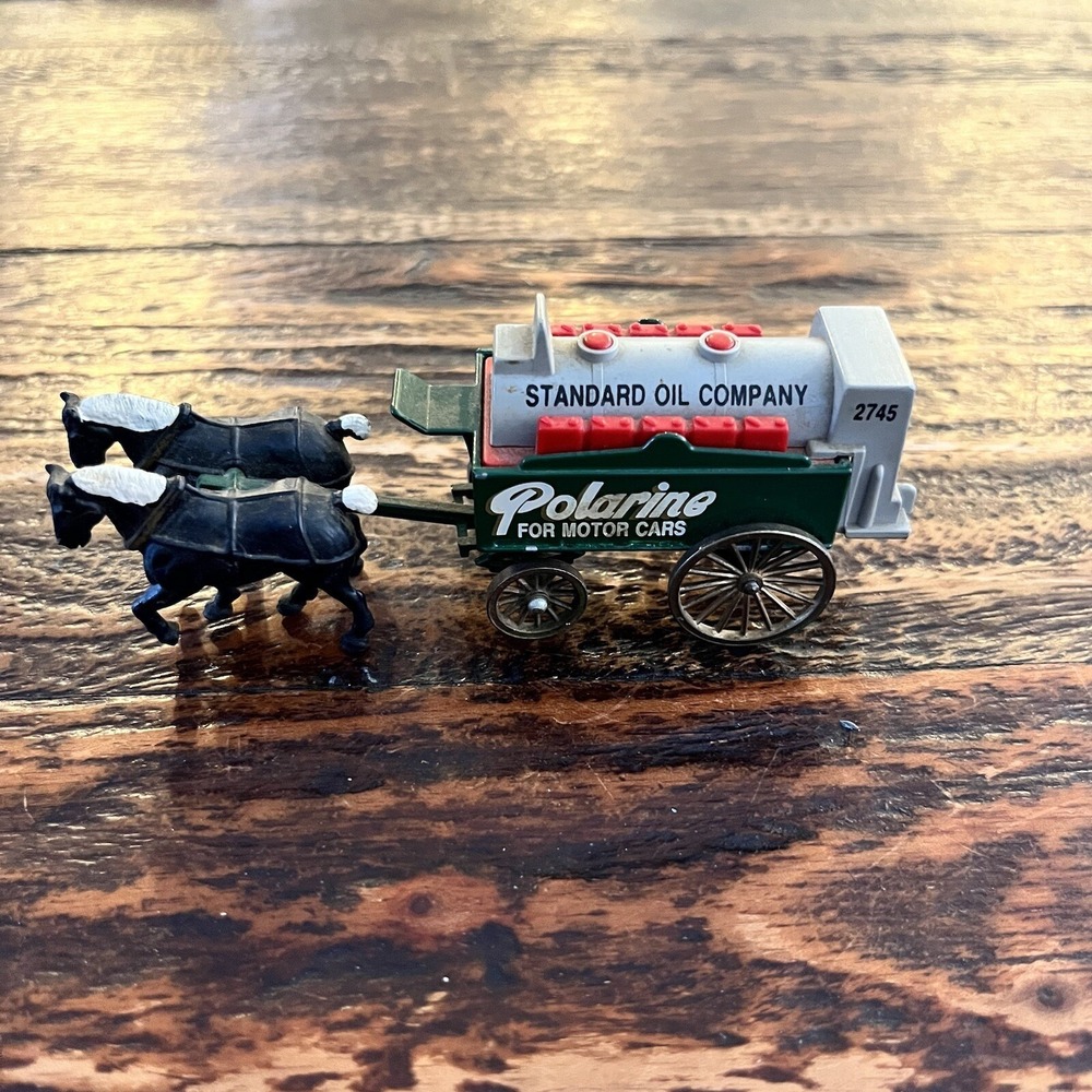 Vintage Standard Oil Company Metal Horse Drawn Wagon Toy Advertising Polarine
